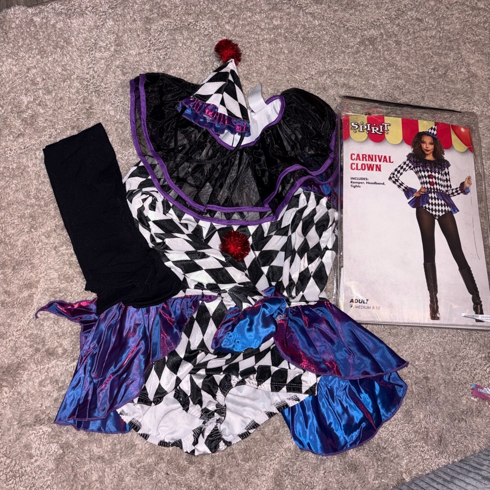 Spirit Carnival Clown Kids Costume - Black, White, Purple, Blue
